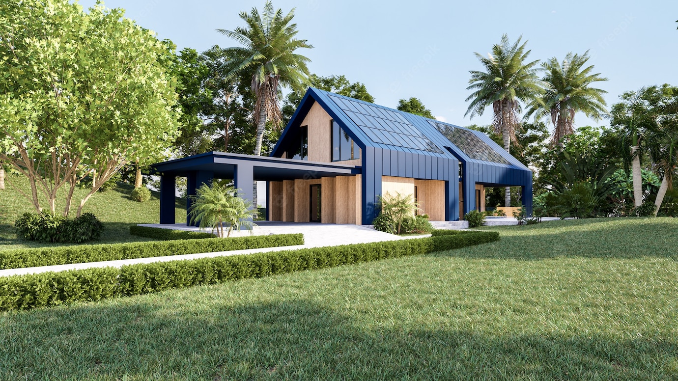 solar panels roof modern house harvesting renewable energy with solar cell panels exterior design 3d rendering 41470 3654